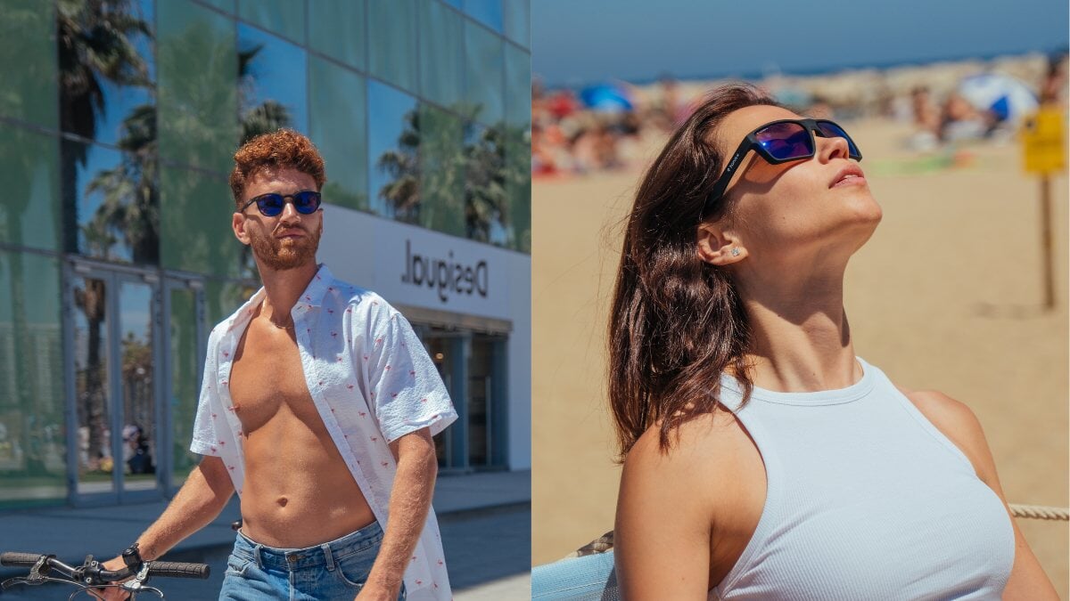 un homme et une femme portant des lunettes de soleil Horus X