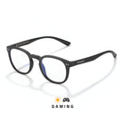 Lunettes gaming rondes noires verre clair sur fond blanc